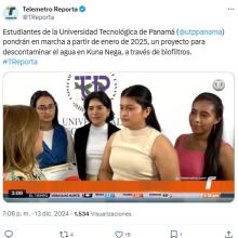 Telemetro - Estudiantes de la Universidad Tecnológica de Panamá pondrán en marcha a partir de enero de 2025, un proyecto para descontaminar el agua en Kuna Nega, a través de biofiltros
