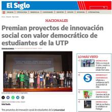 El Siglo - Premian proyectos de innovación social con valor democrático de estudiantes de la UTP